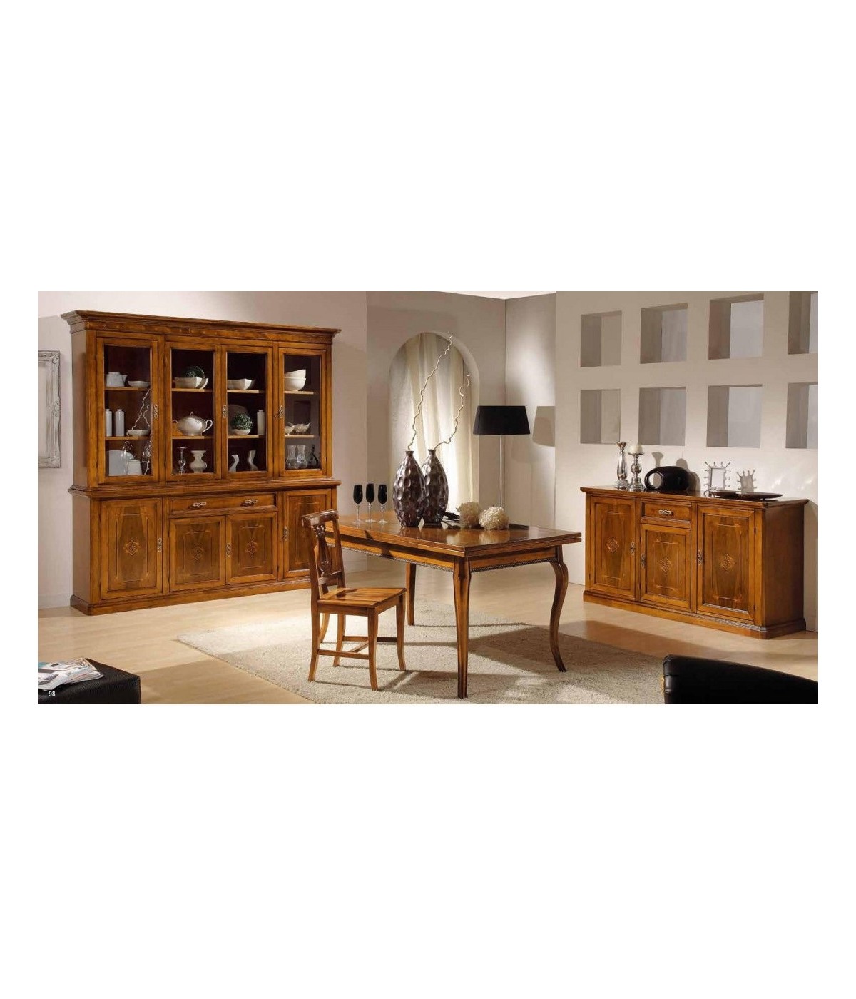 MOBILI 2G - SOGGIORNO ARTE POVERA CON INTARSIO IN LEGNO TINTA NOCE