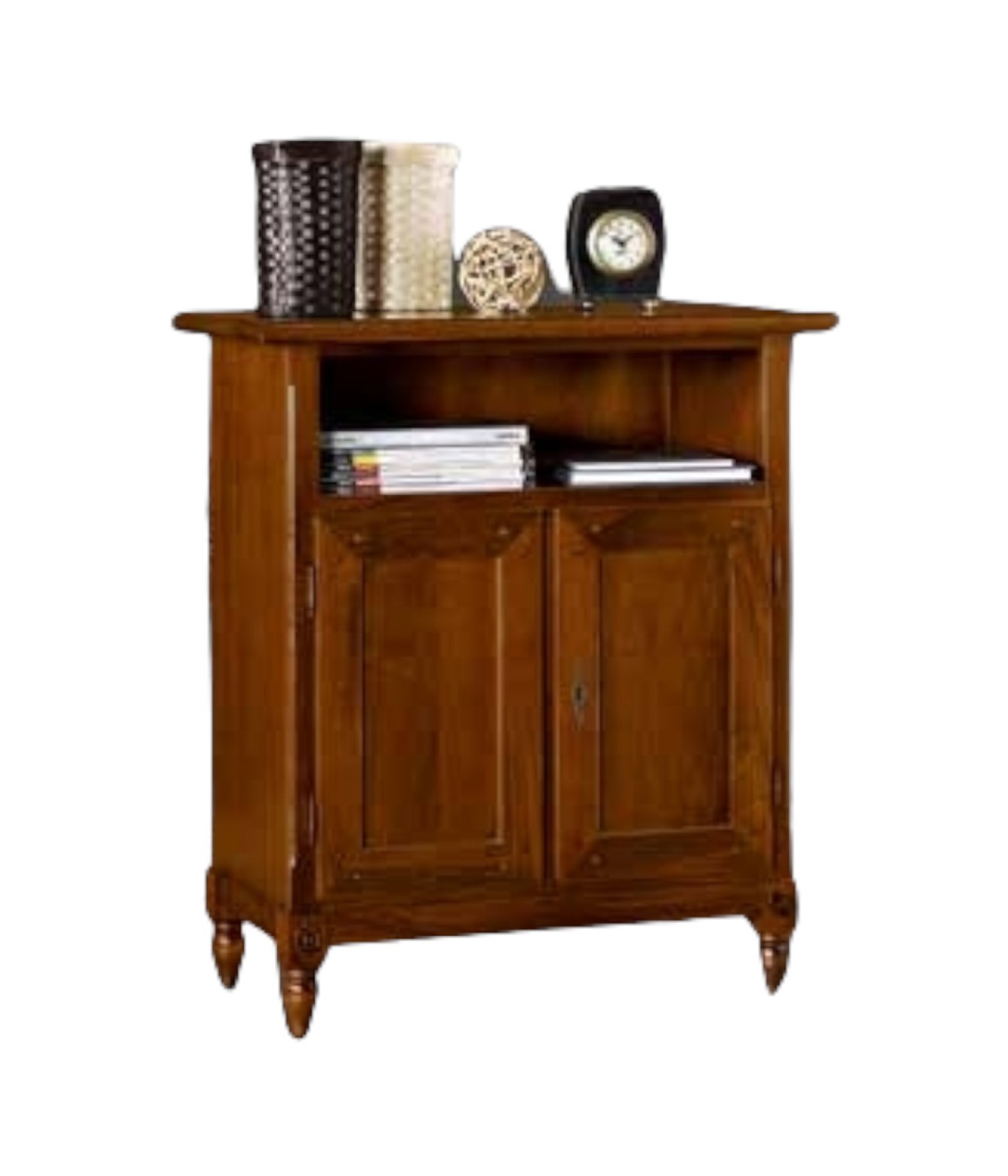 MOBILI 2G - PORTA TV CLASSICO ARTE POVERA IN LEGNO 2 PORTE TINTA NOCE L.81 P.43 H.94