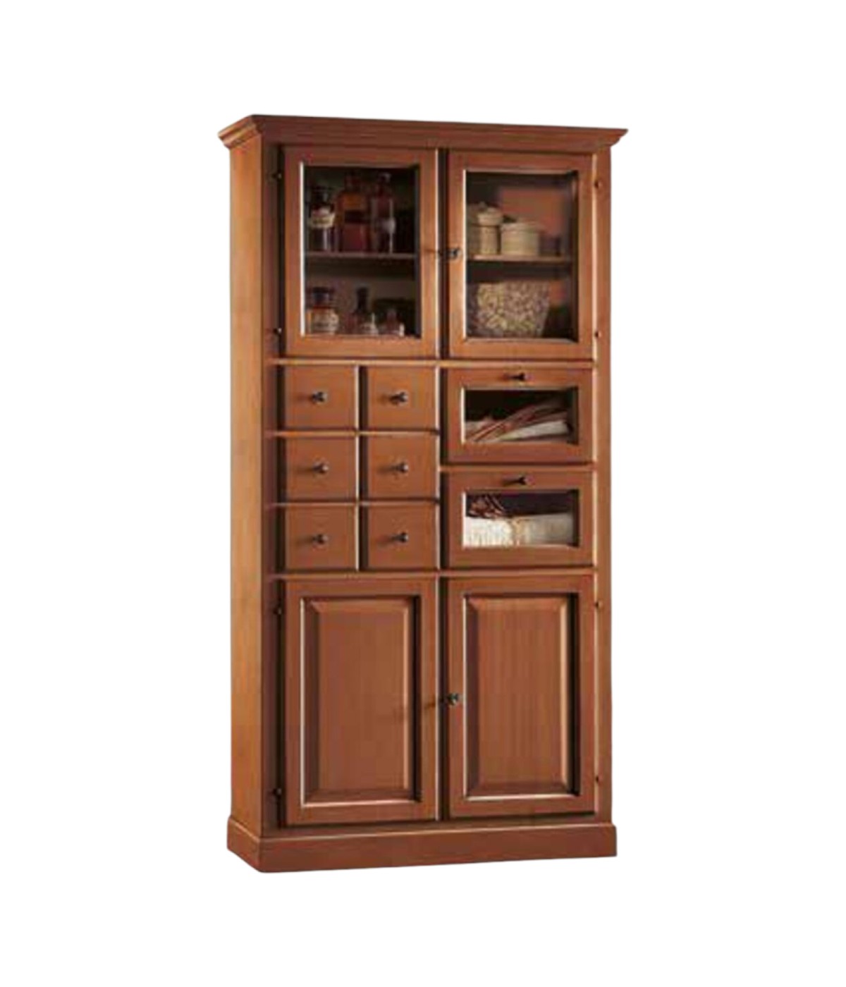 MOBILI 2G - DISPENSA PASTAIA ARTE POVERA IN LEGNO TINTA NOCE L.107 P.45 H.203 vista frontale