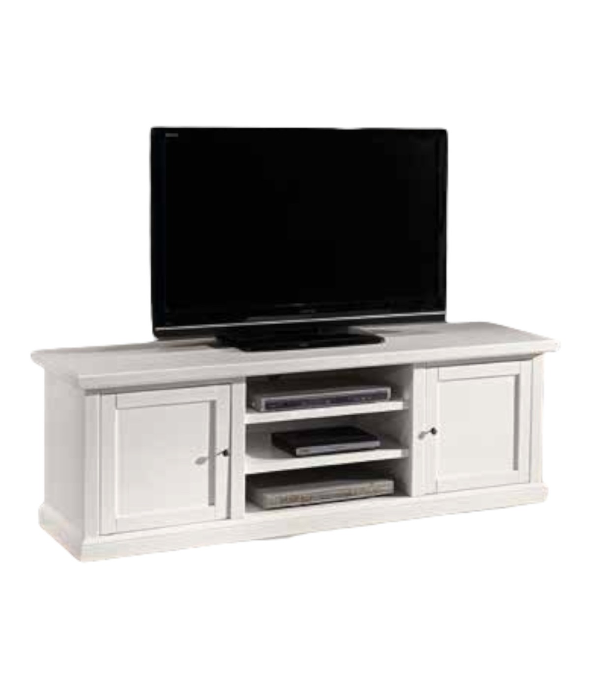 MOBILI 2G - PORTA TV 2 ANTE IN LEGNO SHABBY BIANCO 160x46x56 VISTA FRONTALE