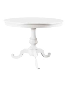 MOBILI 2G - TAVOLO ARTE POVERA ROTONDO COLORE BIANCO OPACO D.100, 1 ALLUNGA 40 CENTIMETRI  VISTA FRONTALE