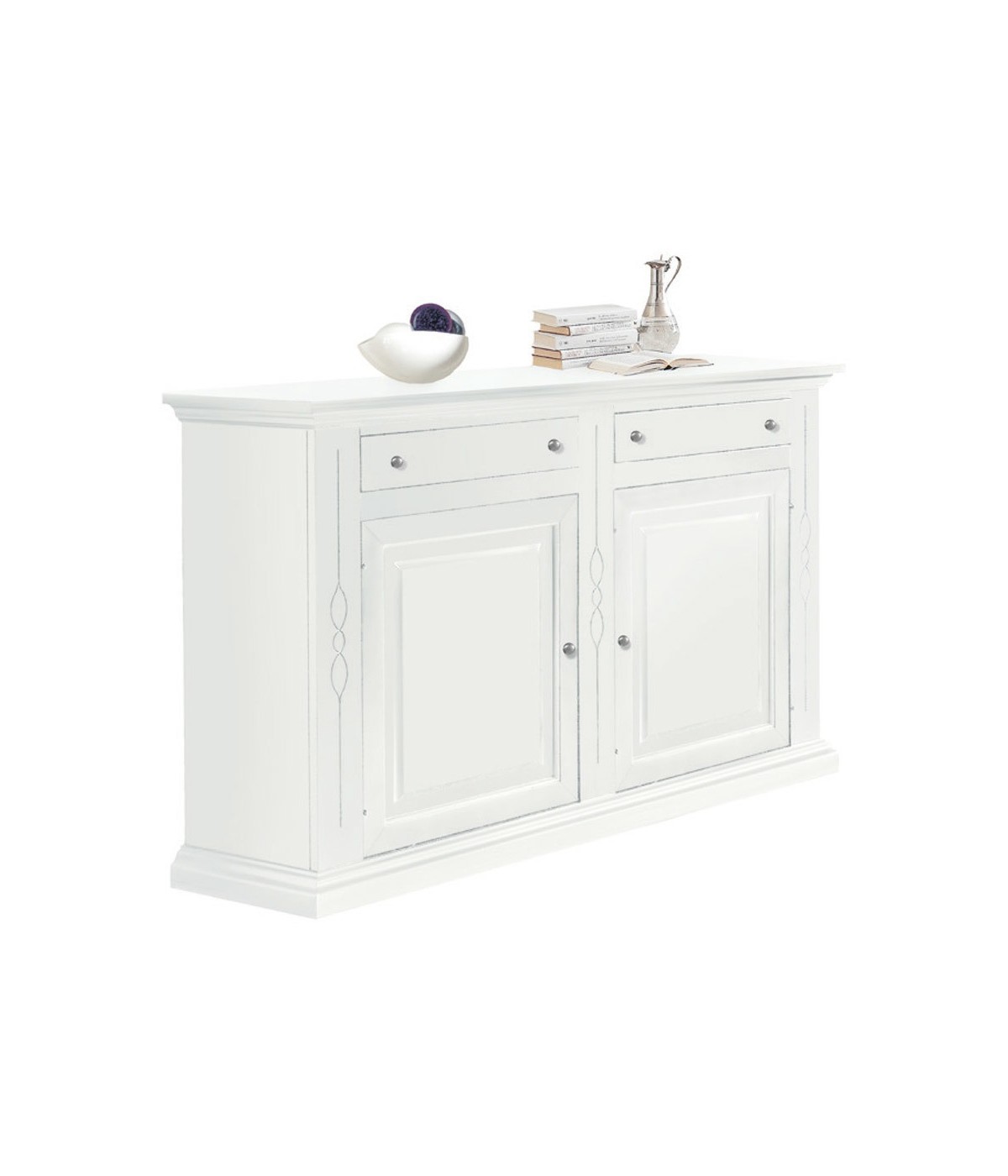 MOBILI 2G - CREDENZONE CLASSICO LEGNO SHABBY 2 PORTE 177x48x110 VISTA FRONTALE