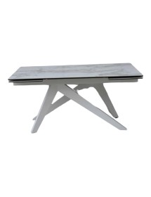 MOBILI 2G - TAVOLO BIG TABLE PIANO VETRO CERAMICA FINITURA MARMO MISURA L.160 P.90 H.76(APERTO 240 CM)