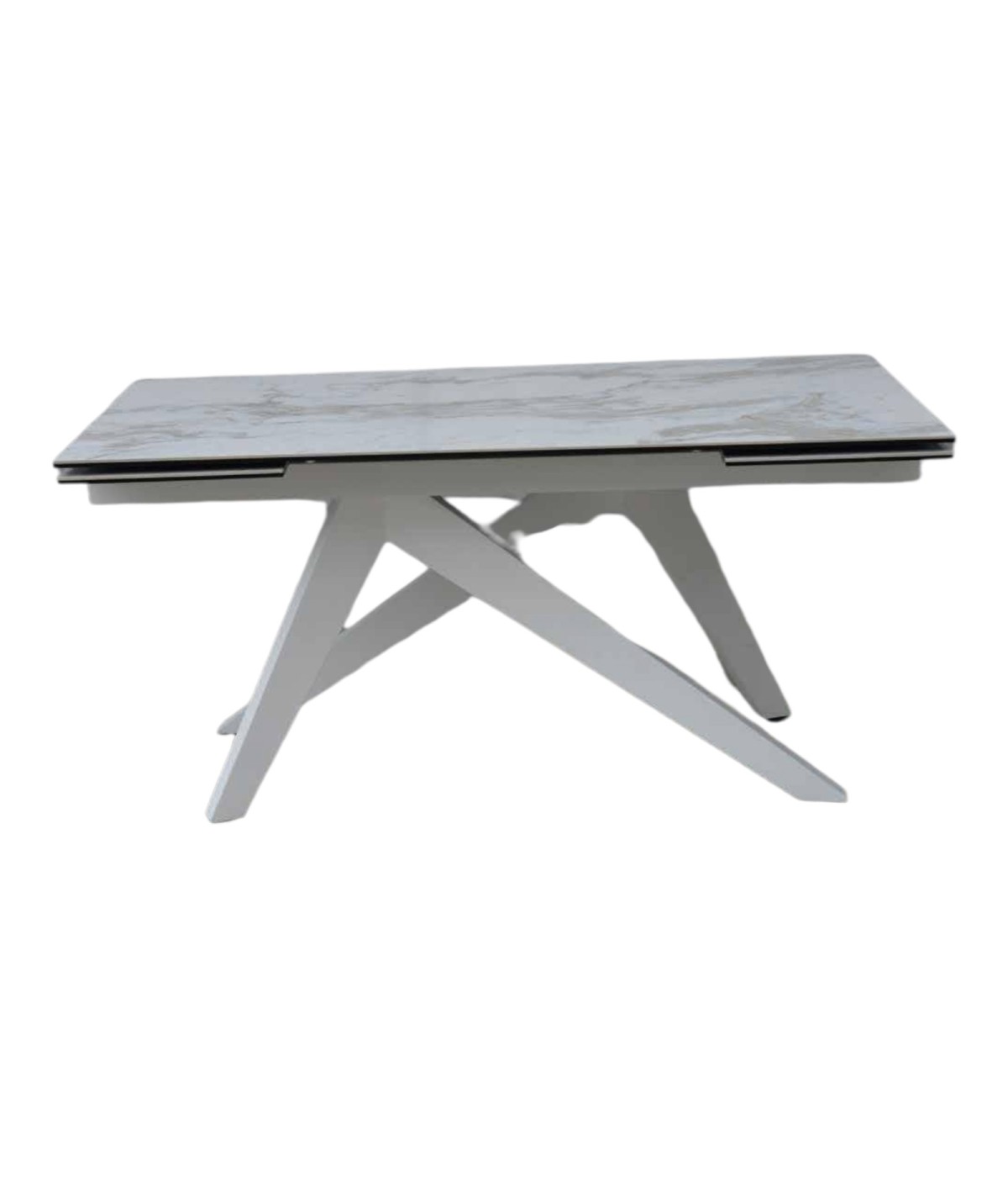 MOBILI 2G - TAVOLO BIG TABLE PIANO VETRO CERAMICA FINITURA MARMO MISURA L.160 P.90 H.76(APERTO 240 CM)