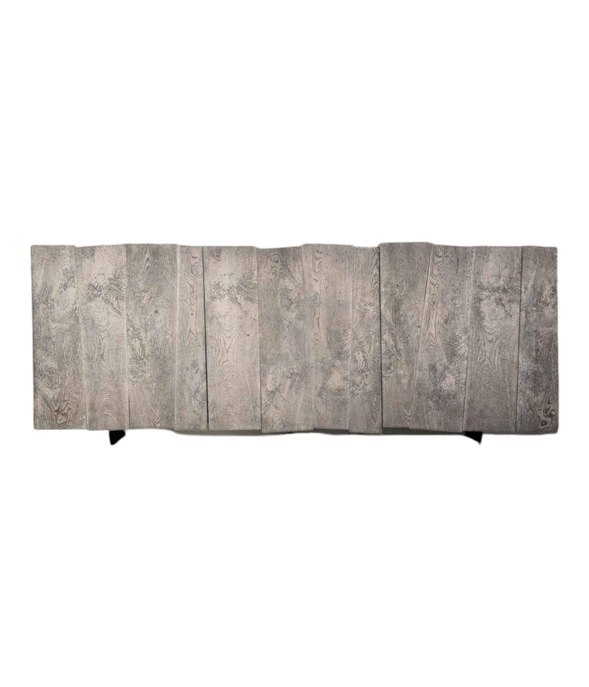 MOBILI 2G - MADIA CREDENZA 3 ANTE ROVERE NODATO FINITURA BETON PIEDINI IN FERRO L.198 P.50 H.81