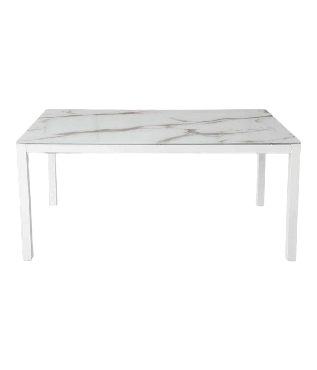 MOBILI 2G - TAVOLO VETRO CHIARO SERIGRAFATO PIETRA ALLUNGABILE MISURA L.160 P.90 H.76(APERTO(260X90)