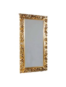 MOBILI 2G - Specchiera barocca intagliata in foglia oro L.107xP.5 H.207 vista verticale