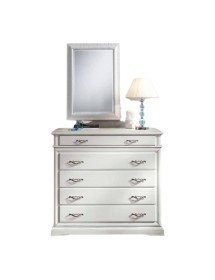 MOBILI 2G - COMÒ 5 CASSETTI CON RIBALTA LACCATO BIANCO OPACO LEGGERMENTE CONSUMATO MISURE L.127 P.52 H.117