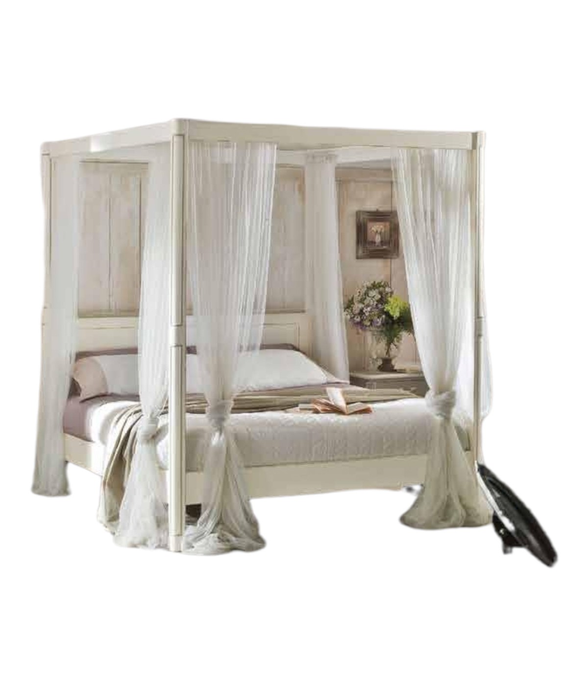 MOBILI 2G - LETTO MATRIMONIALE SHABBY A BALDACCHINO  179x213x210 vista frontale