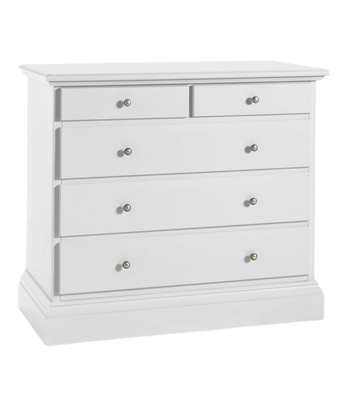 MOBILI 2G - CASSETTIERA 5 CASSETTI CLASSICA SHABBY BIANCO 117x51x101 vista frontale