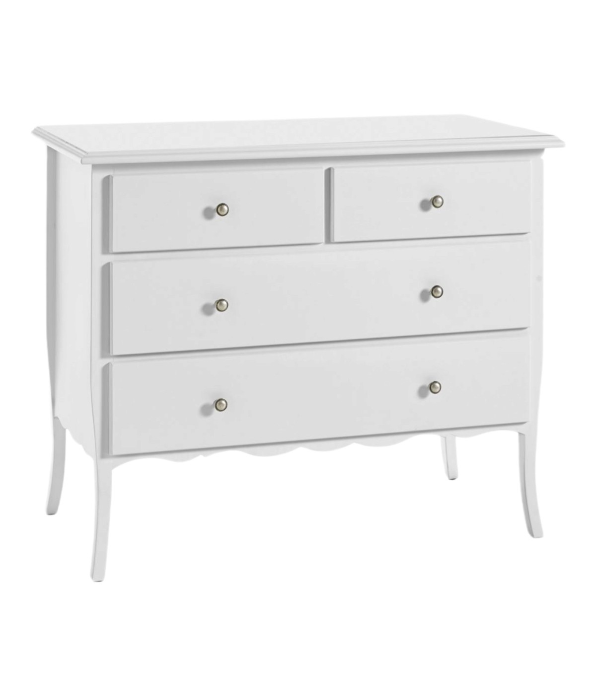 MOBILI 2G - COMÒ 4 CASSETTI CLASSICO BIANCO OPACO 112x52x91 vista laterale