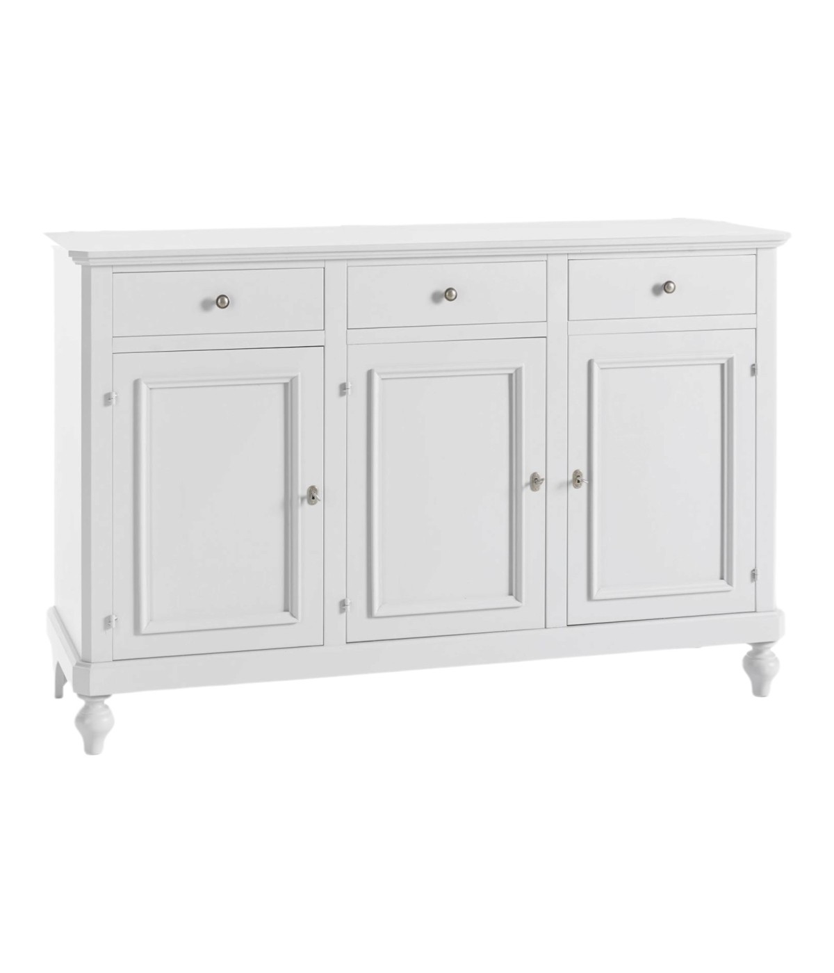 MOBILI 2G - MADIA CREDENZA NAPOLETANA 3 ANTE BIANCO SPORCO L.160P.50.H.102 VISTA FRONTALE