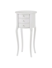 MOBILI 2G - Tavolino rotondo classico legno bianco opaco 35x35x68 vista frontale