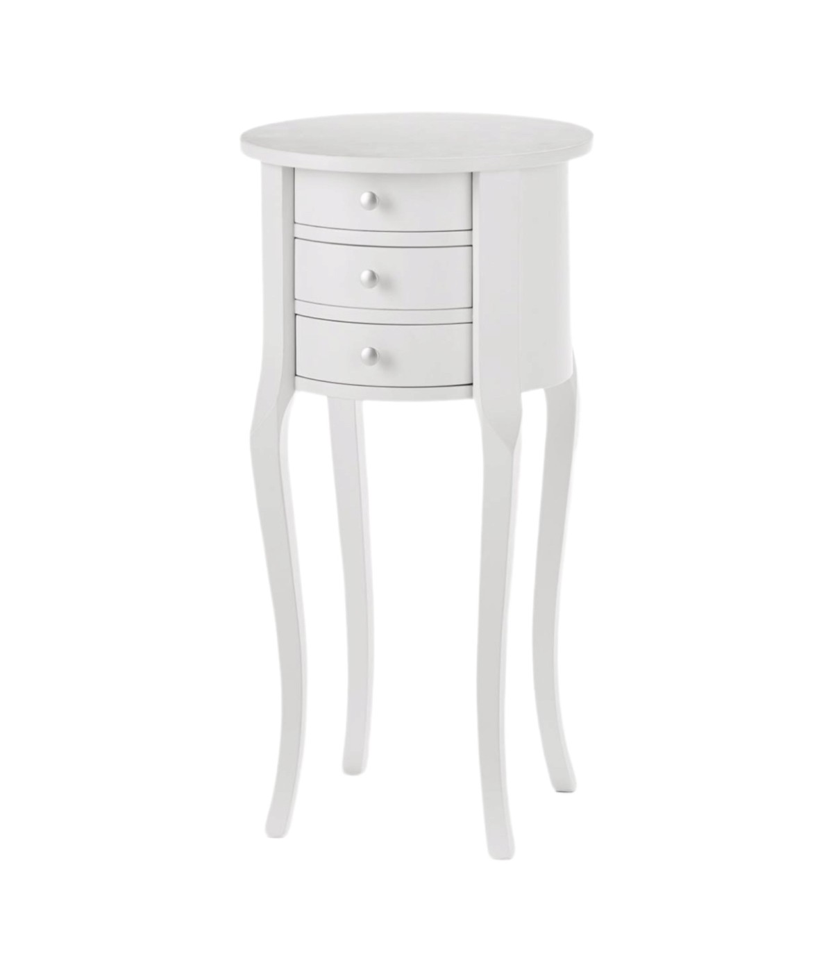 MOBILI 2G - Tavolino rotondo classico legno bianco opaco 35x35x68 vista frontale