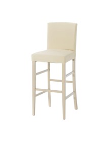 MOBILI 2G - SET 2  SGABELLI IMBOTTITI IN ECOPELLE BEIGE E GAMBE IN FAGGIO LACCATO BEIGE L.45 H.108/75 P.45