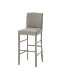 MOBILI 2G - SET 2 SGABELLI IMBOTTITI IN ECOPELLE TORTORA E GAMBE IN FAGGIO LACCATO TORTORA L.45 H.108/75 P.45