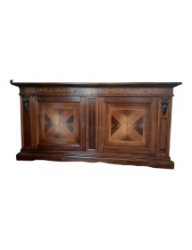 MOBILI 2G - CREDENZA 2 PORTE IN LEGNO ARTE POVERA TINTA BASSANO L.215X55X107 h.