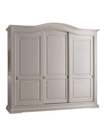 MOBILI 2G - ARMADIO CLASSICO LEGNO BIANCO 3 PORTE SCORREVOLI  294X68X265