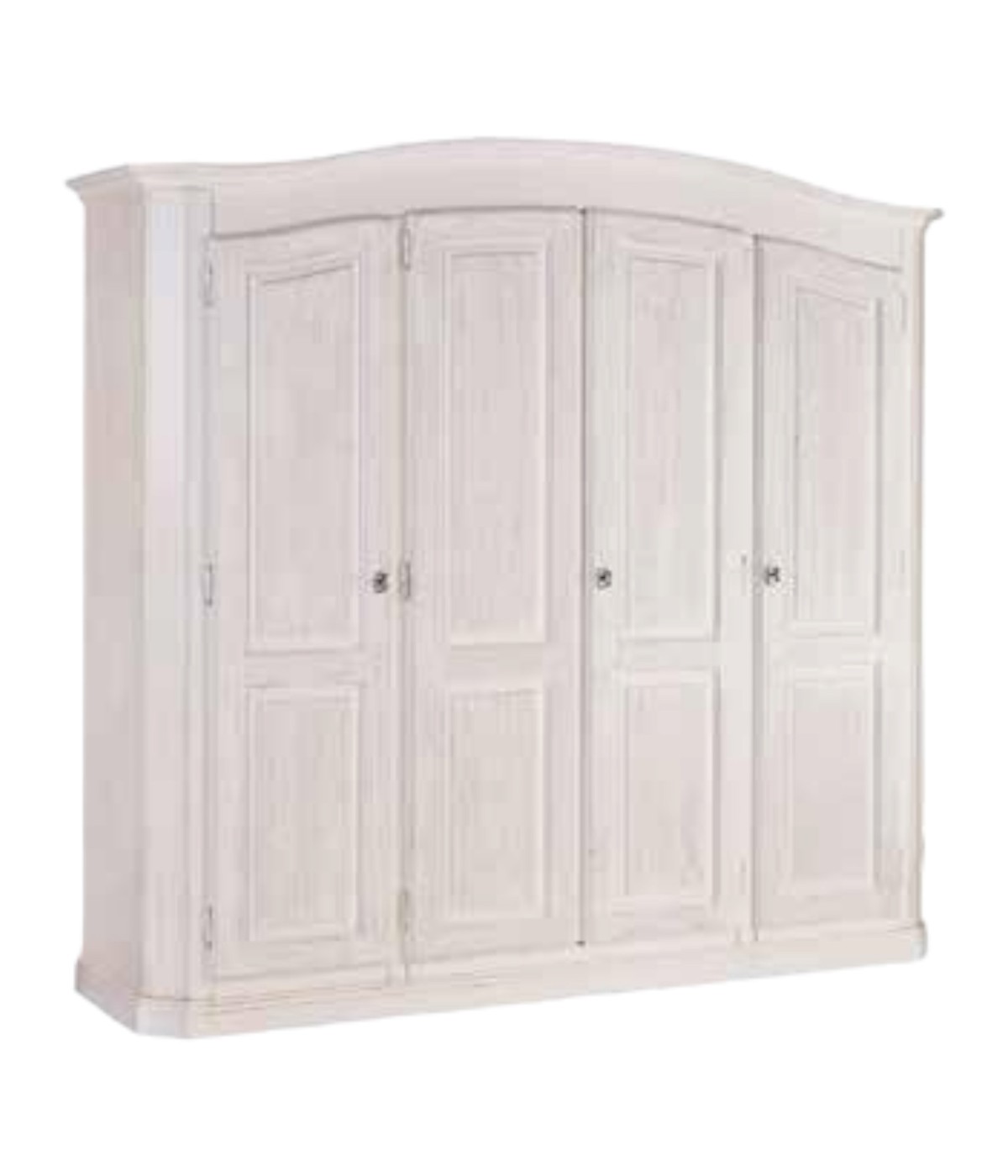 MOBILI 2G - ARMADIO SHABBY 4 ANTE IN LEGNO BIANCO SPAZZOLATO 231X63X219