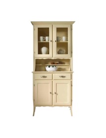 MOBILI 2G - CRISTALLIERA 2 PORTE IN LEGNO SHABBY AVORIO L.98.P.51 H.213
