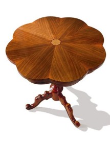 MOBILI 2G - TAVOLINO ROTONDO SAGOMATO IN LEGNO INTARSIATO MISURA DIAMETRO 56 H.71 (3122) vista frontale