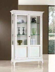 MOBILI 2G - VETRINA 2 ANTE GREZZA IN LEGNO L.126 P.44 H.207