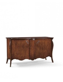 MOBILI 2G - Madia Credenza in legno 2 porte sagomata intagliata arte povera l.165 p.52 h.88 (2112) vista frontale