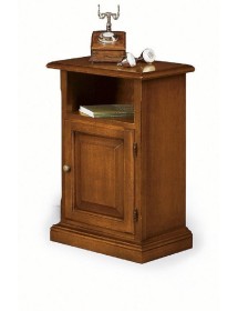 MOBILI 2G - Porta telefono in legno in 1 cassetto 1 vano a giorno arte povera tinta noce L.51 x P.37 H.77