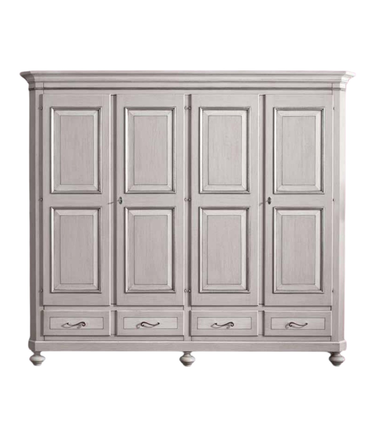 MOBILI 2G - ARMADIO CLASSICO 4 PORTE LEGNO TORTORA GRIGIO 193x63X217