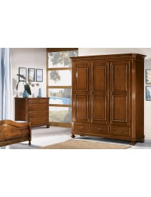 MOBILI 2G - ARMADIO 3 ANTE ARTE POVERA IN LEGNO TINTA NOCE 192X63X217