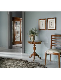 MOBILI 2G - TAVOLINO ROTONDO SAGOMATO IN LEGNO INTARSIATO MISURA DIAMETRO 56 H.71 (3122) vista frontale