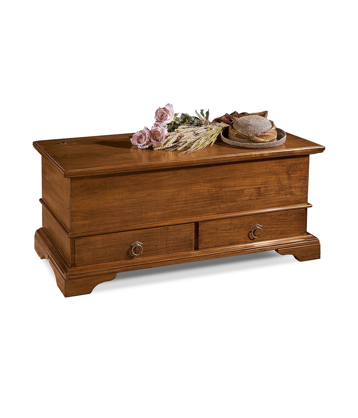 MOBILI 2G - CASSAPANCA 2 CASSETTI IN LEGNO NOCE SCURO L.120 x P.46 H.51