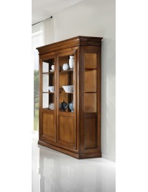 MOBILI 2G - VETRINA 2 PORTE IN LEGNO TINTA NOCE L.145 x P.50 H.215