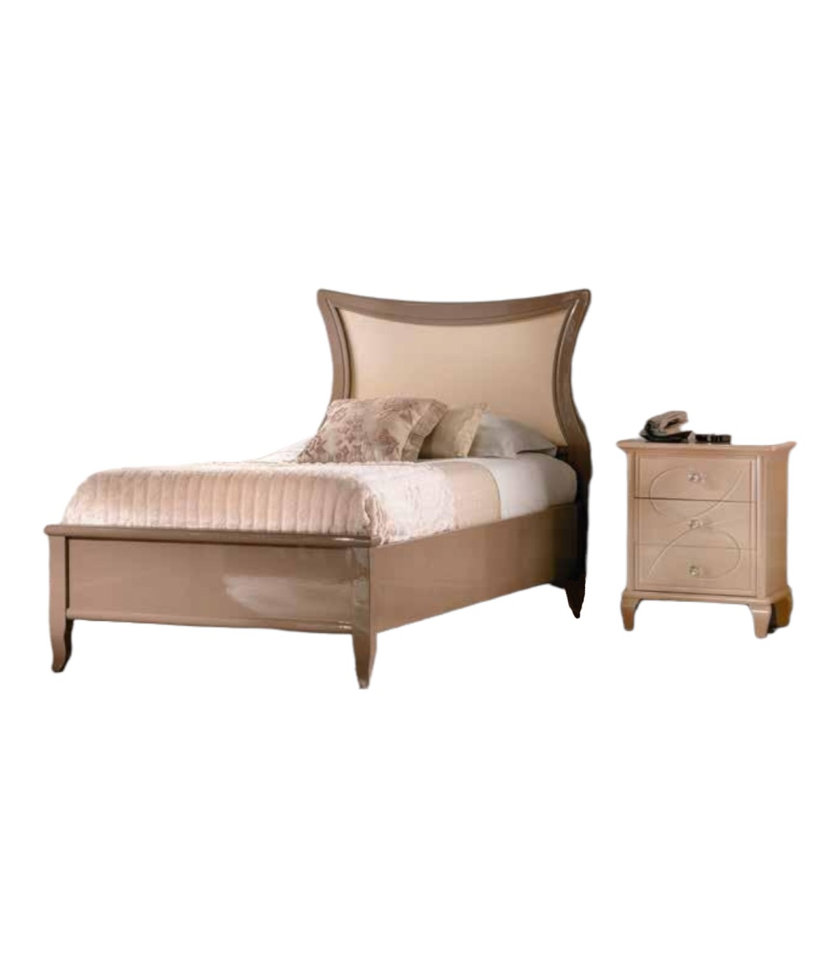 MOBILI 2G - LETTO SAGOMATO SINGOLO TORTORA IN LEGNO