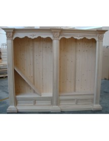 MOBILI 2G - LIBRERIA CLASSICA COMPLETA DI 6 RIPIANI LEGNO GREZZO 254X49X211