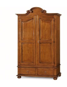MOBILI 2G - ARMADIO ARTE POVERA 2 PORTE IN LEGNO TINTA NOCE 122X60X204