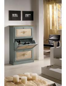 MOBILI 2G -  SCARPIERA 3 ANTE IN LEGNO MASSELLO AZZURRO/OCRA L.80 x P.30 H.130 (1218)