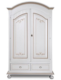MOBILI 2G - Armadio 2 porte classico legno bianco e filetti ocra 125x61x200