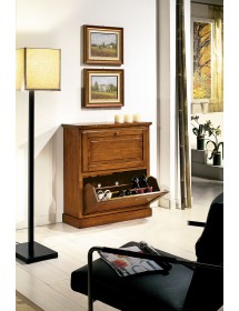 MOBILI 2G -  SCARPIERA 2 ANTE IN LEGNO MASSELLO TINTA NOCE L.80 x P.30 H.93 vista frontale aperto