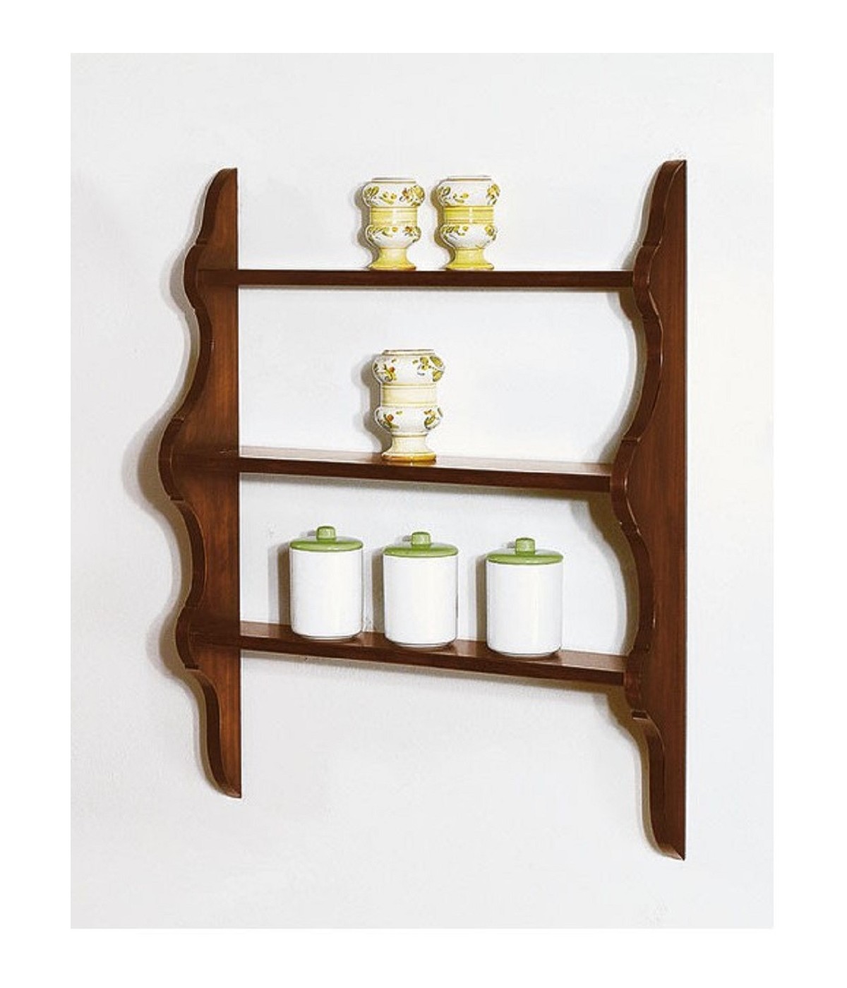 MOBILI 2G -  PENSILE COUNTRY 3 RIPIANI LEGNO MASSELLO TINTA NOCE