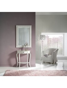 MOBILI 2G - CONSOLLE CLASSICA IN LEGNO 1 CASSETTO BIANCO L.67 P.33 H.75 (3109) vista frontale