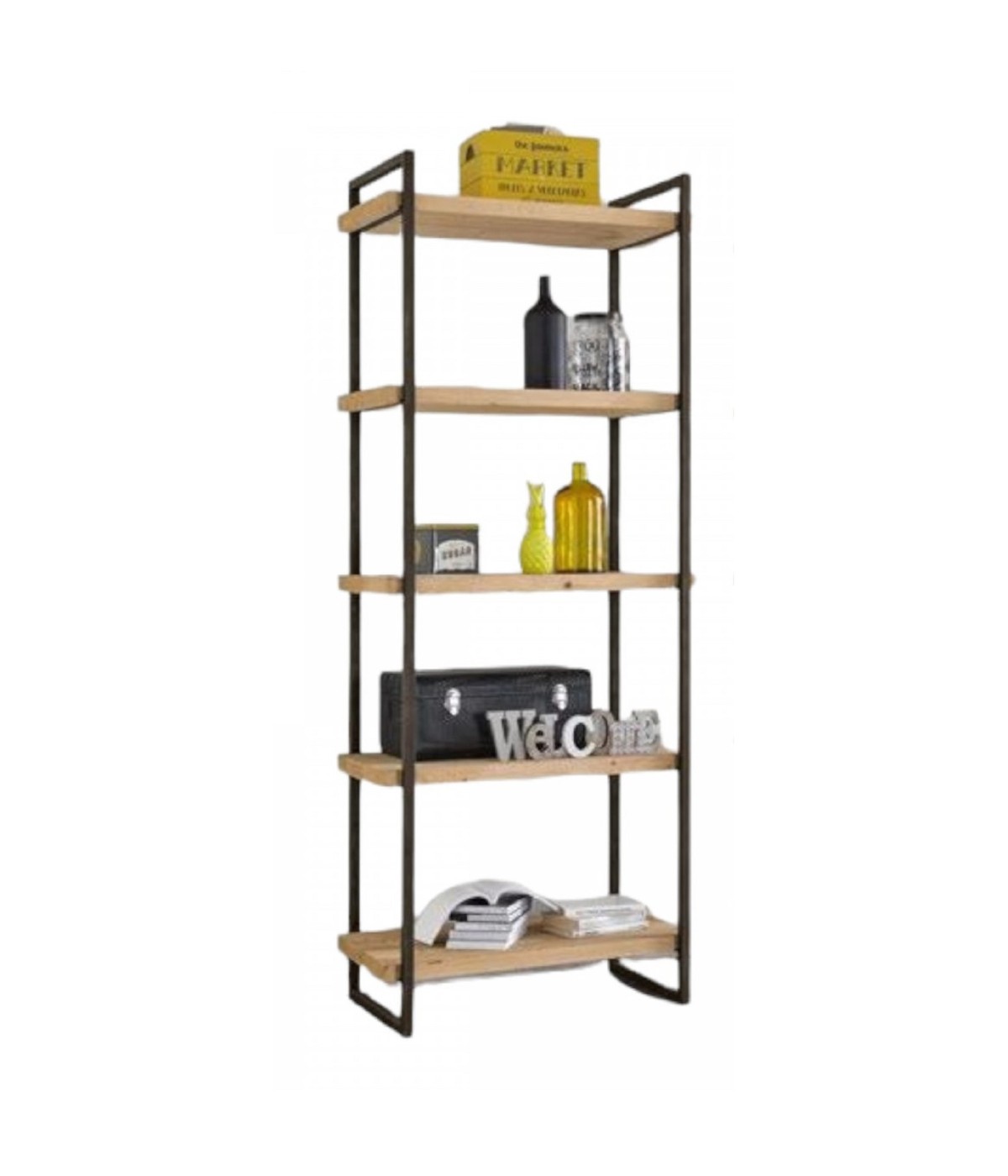 MOBILI 2G - LIBRERIA INDUSTRIAL CORTINA IN LEGNO MASSELLO DI ABETE 80X45X205