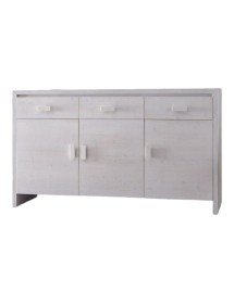 MOBILI 2G - MADIA CREDENZA 3 ANTE SHABBY BIANCO IN LEGNO MASSELLO DI ABETE 178X55X105