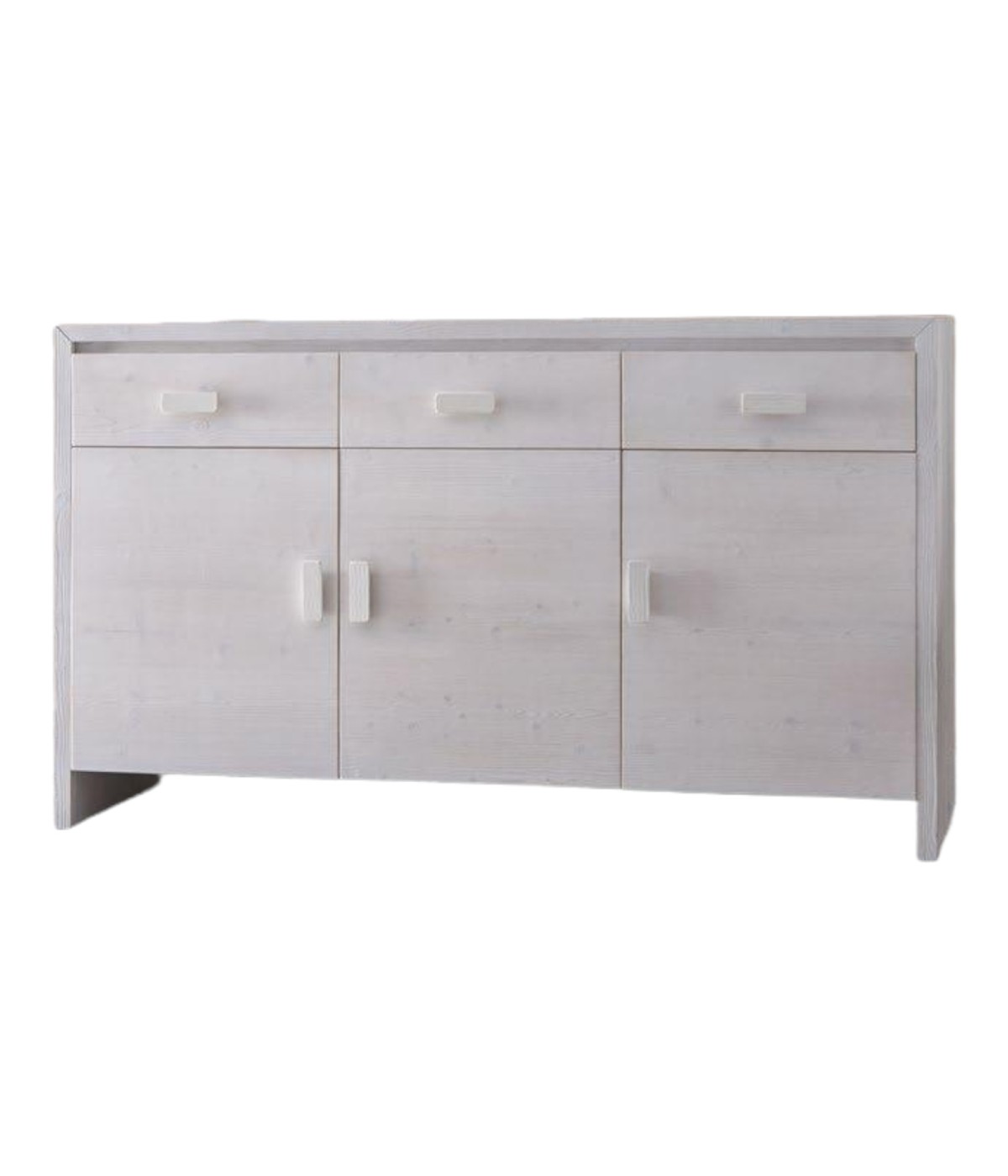 MOBILI 2G - MADIA CREDENZA 3 ANTE SHABBY BIANCO IN LEGNO MASSELLO DI ABETE 178X55X105