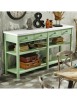 MOBILI 2G - BANCONE 4 CASSETTI 2 RIPIANI SHABBY VERDE IN LEGNO MASSELLO