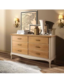 MOBILI 2G - CASSETTIERA COMO' CLASSICA IN LEGNO 6 CASSETTI L.141 P.47 H.80