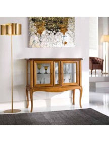 MOBILI 2G - VETRINA CLASSICA IN LEGNO 2 PORTE FINITURA BASSANO L.111 P.44 H.100