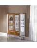 MOBILI 2G - VETRINA CLASSICA PROVENZALE IN LEGNO 2 PORTE 2 CASSETTI L.111 P.44 H.140