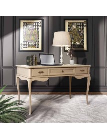 MOBILI 2G - SCRIVANIA CLASSICA IN LEGNO 3 CASSETTI CREMA 130x70x80