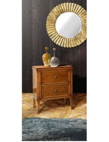 MOBILI 2G - COMODINO CLASSICO IN LEGNO 2 CASSETTI FINITURA BASSANO L.58 P.38 H.70